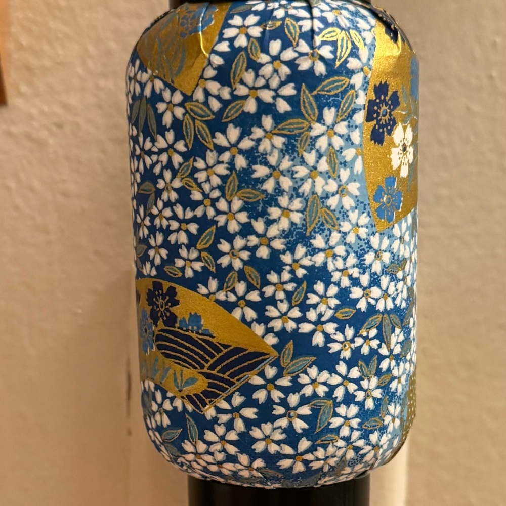 Blue Hand Fan Oriental Japanese Washi Night Light - Picture 5 of 6